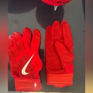 James Wood worn Nike Bright Red Athletic Gloves- Washington Nationals MLB